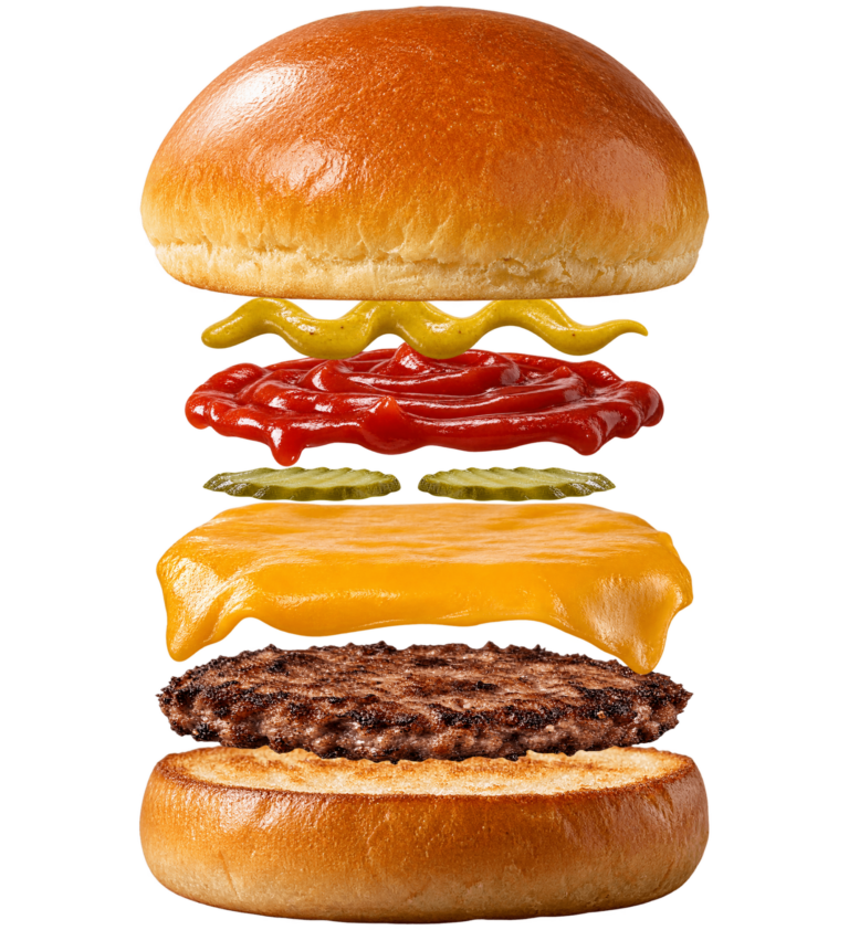 Vue assemblée de Cheeseburger Burger King