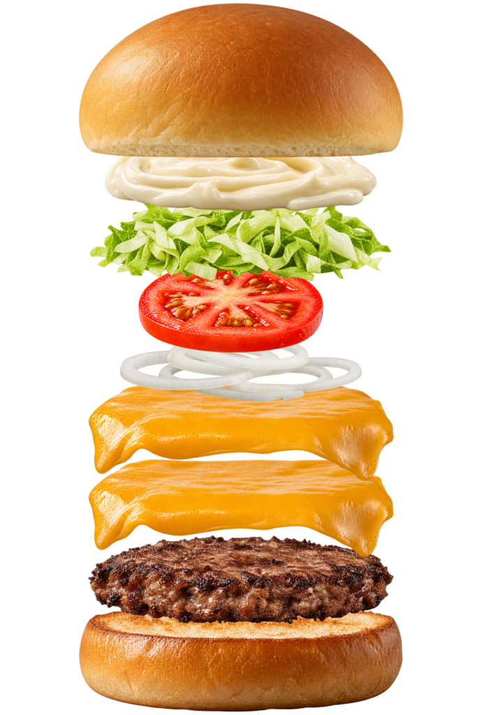 Vue assemblée de Cheeseburger Five Guys