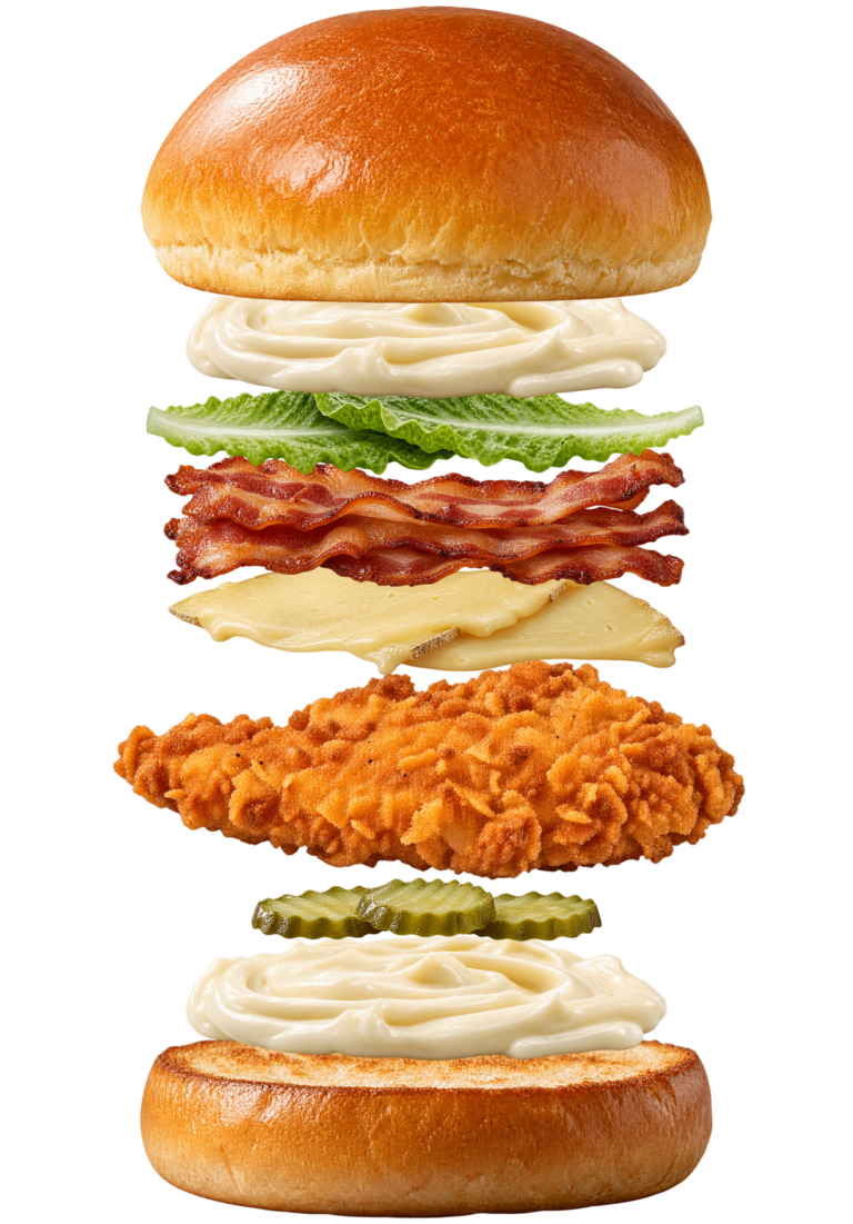 Vue assemblée de Chicken Sandwich Deluxe Bacon Popeyes