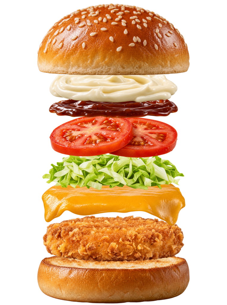 Vue assemblée de Crispy Chicken Cheese Burger King