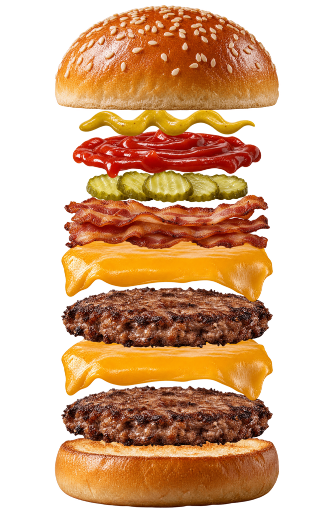 Vue assemblée de Double Cheese Bacon Burger King