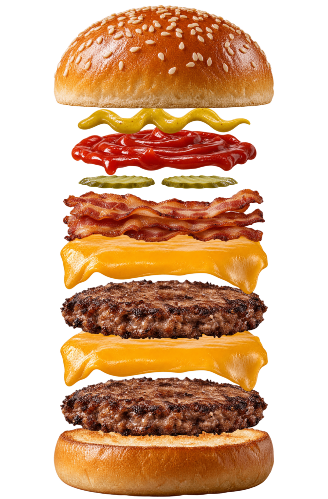 Vue assemblée de Double Cheese Bacon XXL Burger King