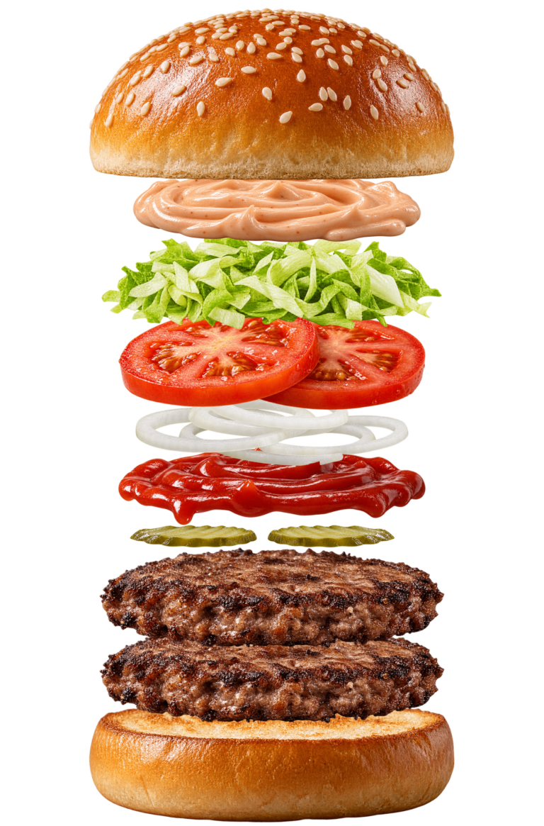 Vue assemblée de Double Whopper Burger King