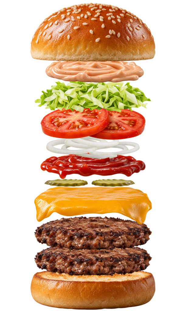 Vue assemblée de Double Whopper Cheese Burger King