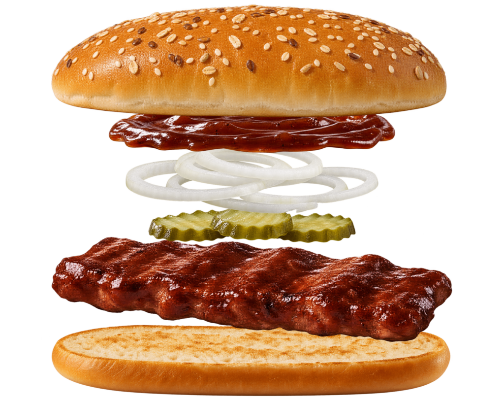 Vue assemblée de McRib McDonald’s