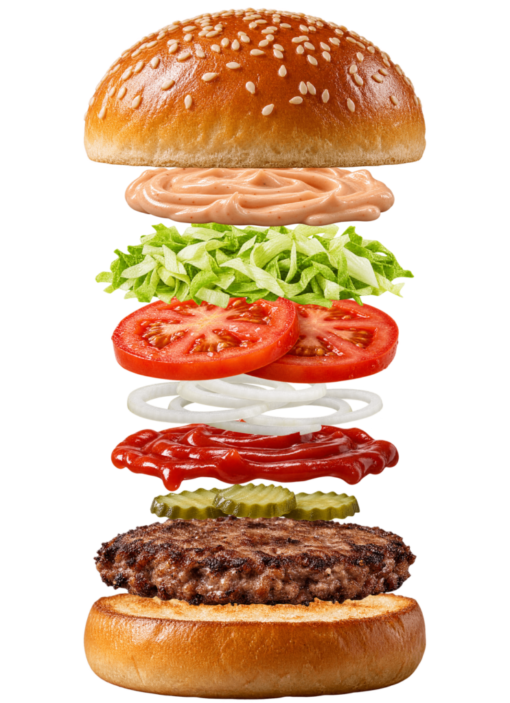 Vue assemblée de Whopper Burger King