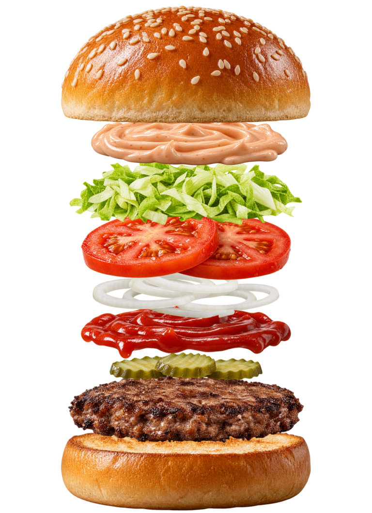 Vue assemblée de Whopper Burger King