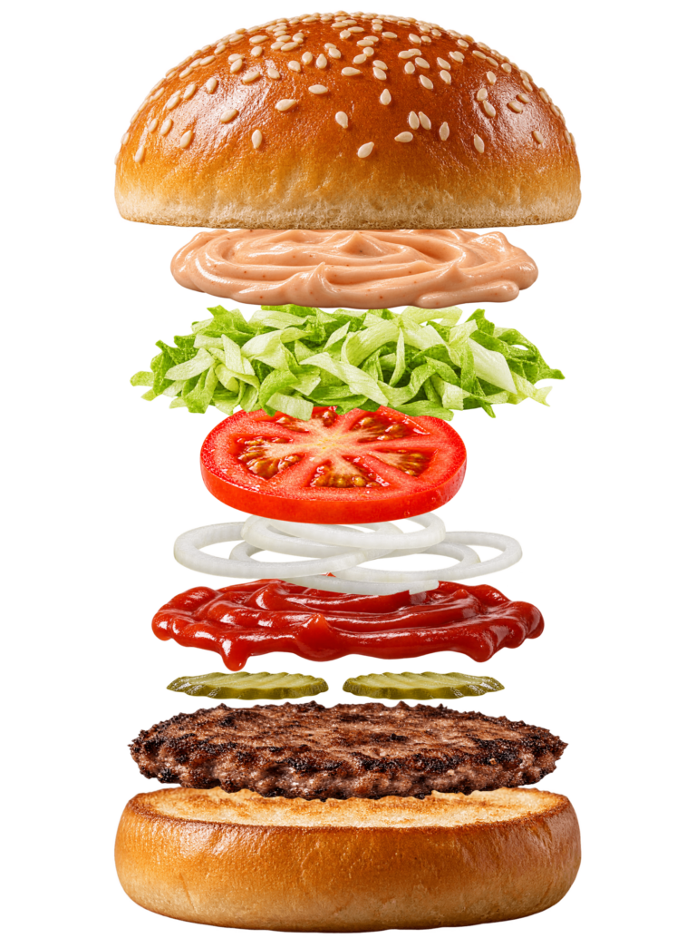 Vue assemblée de Whopper Junior Burger King